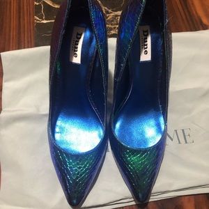 Dune London green-metallic heels